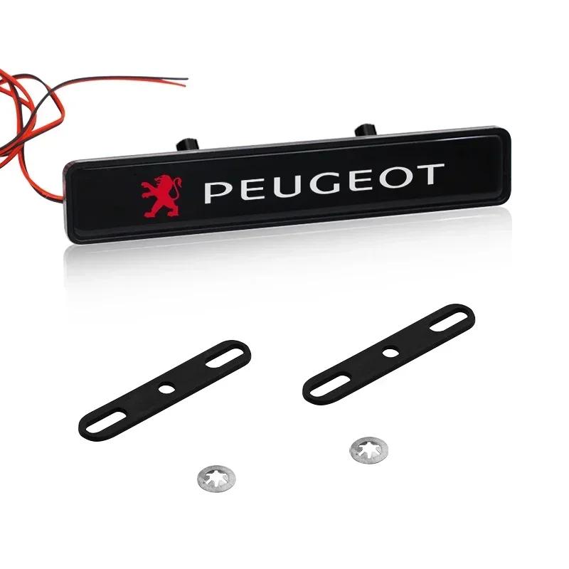 For Peugeot Car Decorative Light LED Front Hood Grille Emblem Badge Decor For Peugeot 206 307 308 3008 207 208 407 508 2008 5008