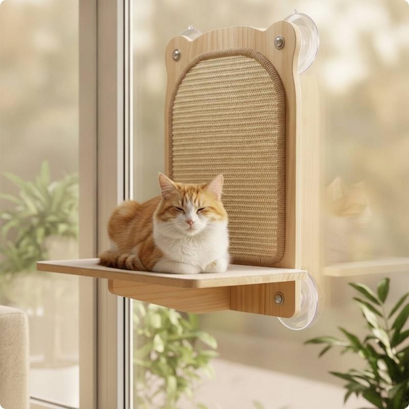Cat Window Perch with Scratching Post Compact Window Cat Perch with Scratching Post Pet Furniture Long-Lasting Cozy