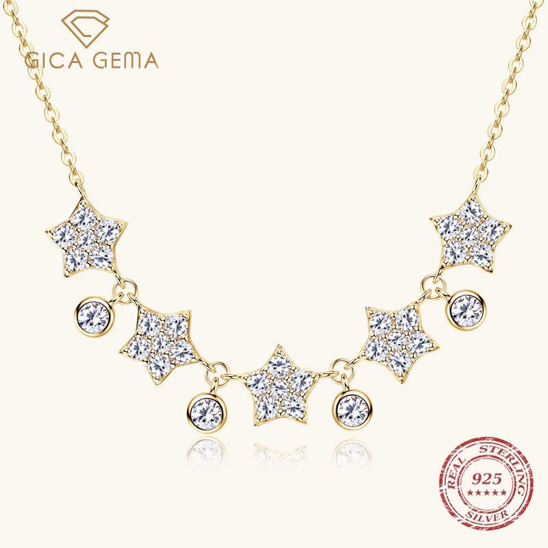 Gica Gema S925 стерлингового серебра кулон Niche Simple ожерелье полностью муассанит женский рождественский полный звезда ключичная цепочка