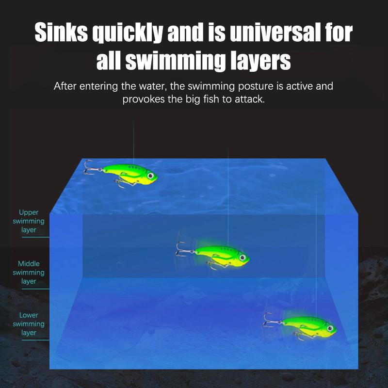 Metal Vib Blade Lure Fishing Vibration3D Hardbait Treble Hook Tackle Pesca Bait