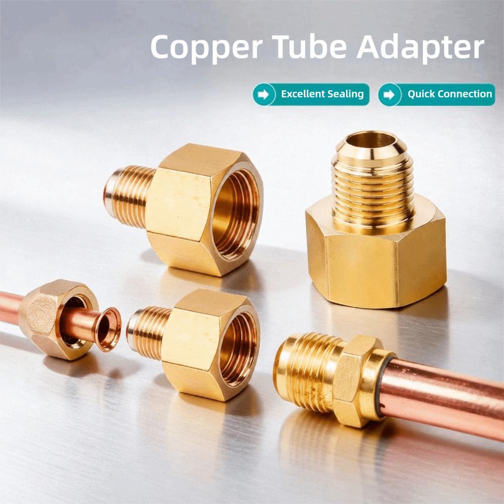 1/4" 3/8" 1/2" 3/4" Copper Tube Adapter Brass Reducer Joint Flare Fitting Brass Pipe Fitting