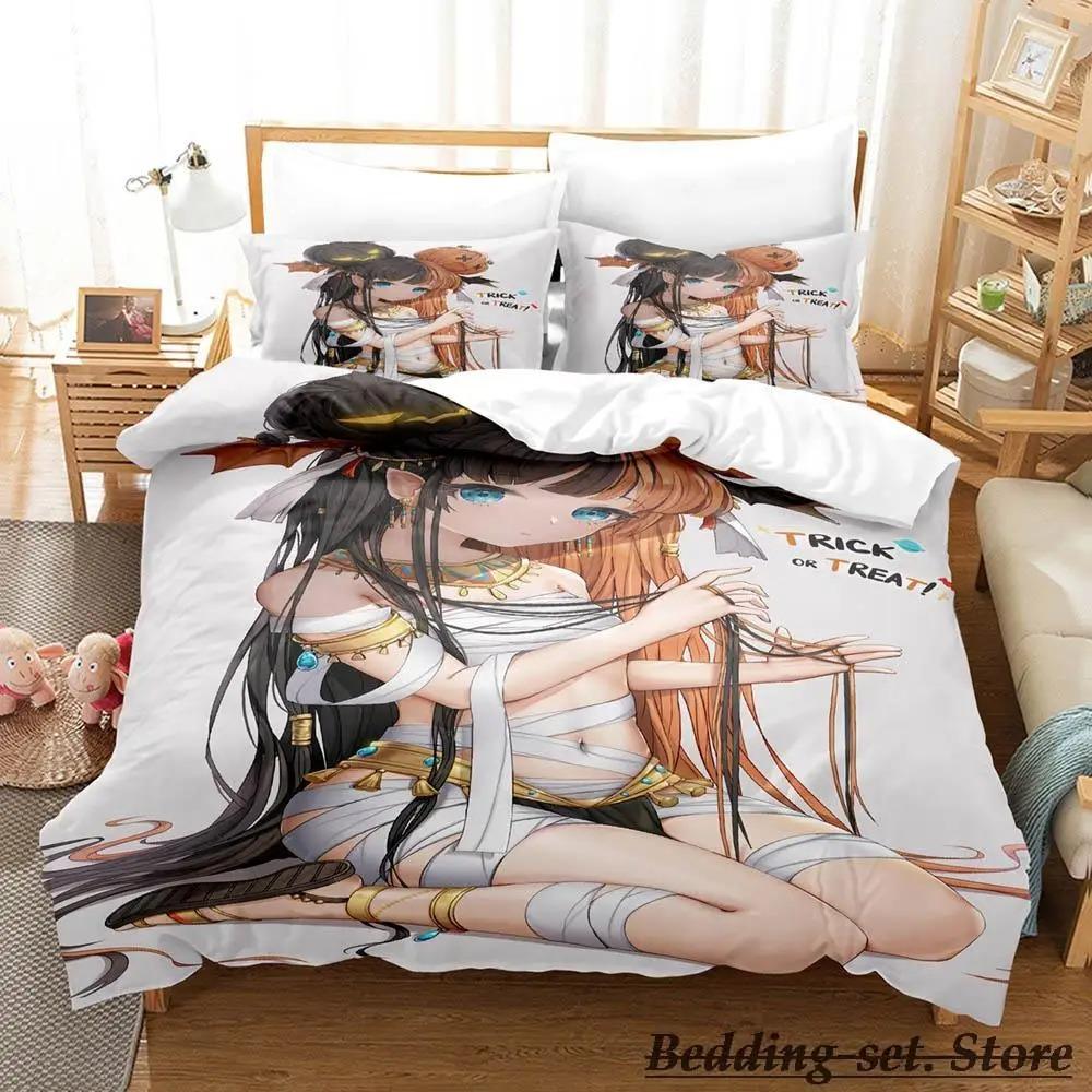 Комплект постельного белья Mummy Girls Anime Single Twin Full Queen King Size Bed Set Adult Kid Bedroom Duvetcover Sets Anime Parure de lit Bed