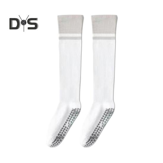 1 Pair Women Sport Stockings Elastic Cycling Knee Socks Anti-slip Arch Support Silicone Bottom Contrast Color Stockings for Yoga Pilates Dance