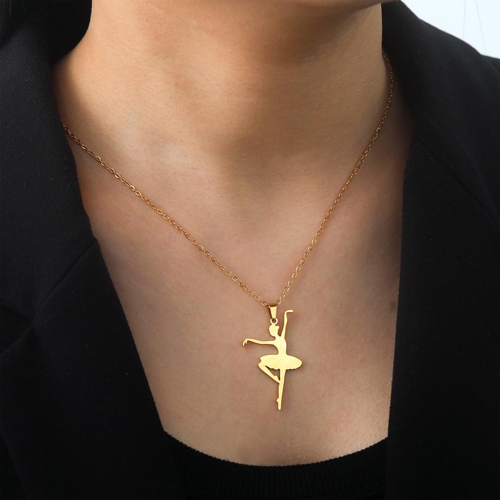 Элегантное ожерелье с подвеской в виде балерины, стильное ожерелье с подвеской в виде балерины, прочное украшение на шею из нержавеющей стали