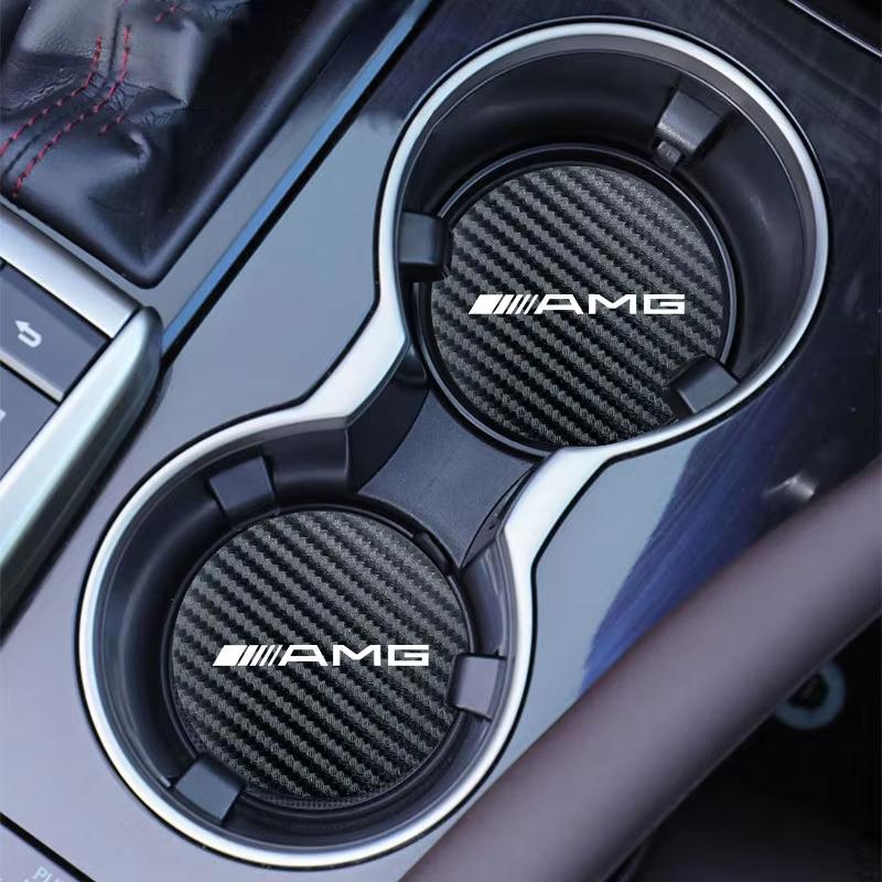ZLLB1 2pcs Car Water Cup Pad Holders Non-slip PUFor Mercedes Benz AMG W203 W204 W206 W220 W205 W211 W212 W201 W168 E300L GLC V8 GT SLK