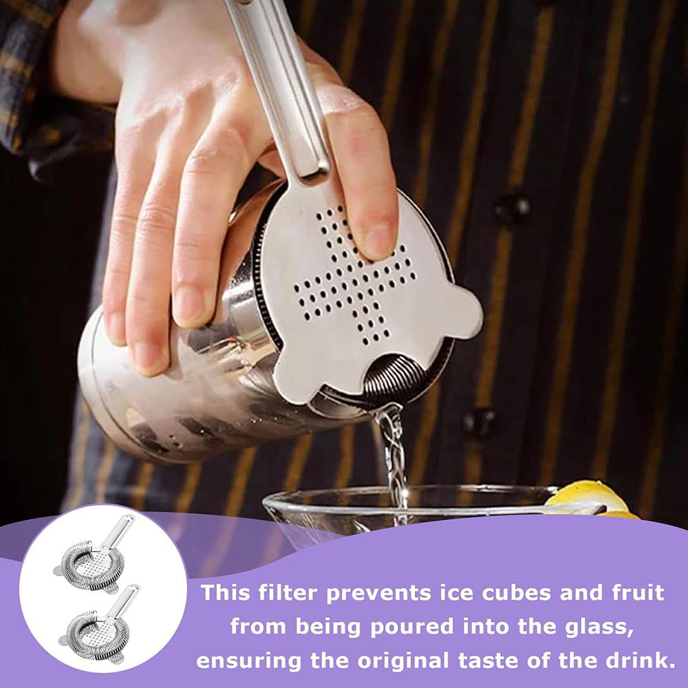 2Pcs Stainless Steel Bar Cocktail Strainer For Home Kitchen Bar Accessories
