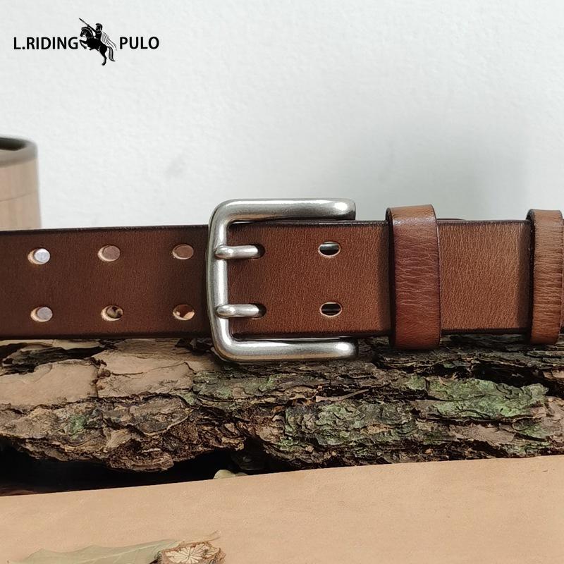 Высококачественный ремень с двойной пряжкой для мужчин, натуральная кожа, верхний слой, чистая коровья кожа, ретро, повседневный ремень