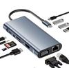 11-в-1 Хаб Type C на 4K VGA PD100W USB 3.0 RJ45 1000 Мбит/с SD TF USB C 3,5 мм Аудио USB 3.1 для Macbook Ноутбука
