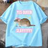 Yas Queen Slay T Shirt Humor Funny Cotton Short Sleeve Rat TShirt Unisexs Clothing Harajuku Retro Oversized Cotton T Shirt