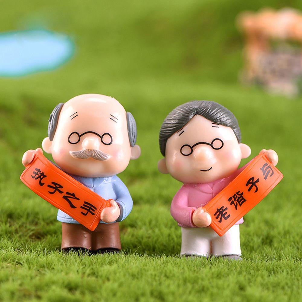 2/3Pc Sweety Lovers Home Micro Landscape Grandpa Grandma Miniatures Ornaments Christmas Decoration Fairy Garden Figurines