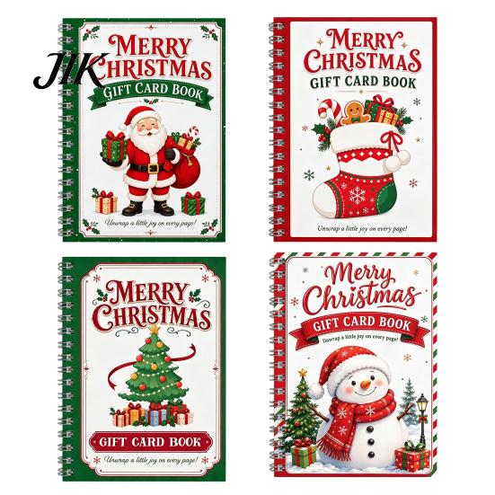 Decorative Card Album for Holidays Merry Christmas Gift Holder Book, DIY Spiral Bound Themed Greeting Book Booklet, Xmas Gifts Family, Friends,