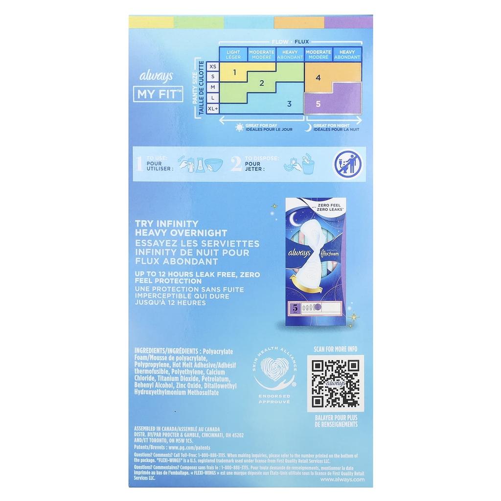 Always Infinity Flex Foam with Flexi-Wings, Size 2, Large, Unscented, 32 Pads