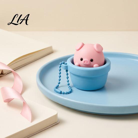 Fidget Clicker Toy Potted Pig with Bead Chain, Clicky Button Decompression for Stress Relief, Finger Backpacks School Bags Decor Handheld Sensory