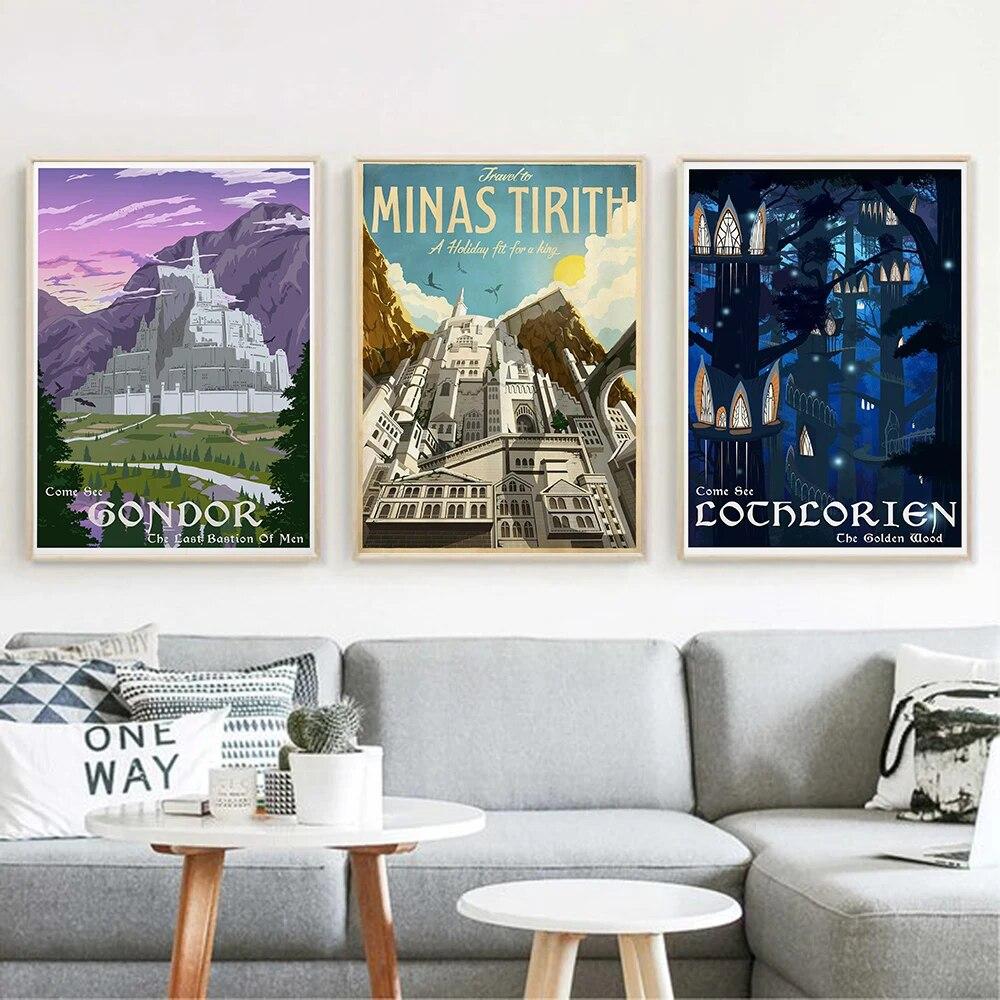 Толкиен Путешествия Холст Картина Средиземье Пейзаж Кольца Плакаты и принты Настенные художественные фотографии Подарки Гостиная Домашний декор Без рамки