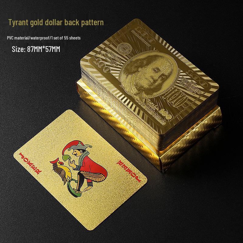 Luxury Gold PVC Playing Cards: Waterproof, Fold-Proof, Wear and Dirt Resistant, Washable.
