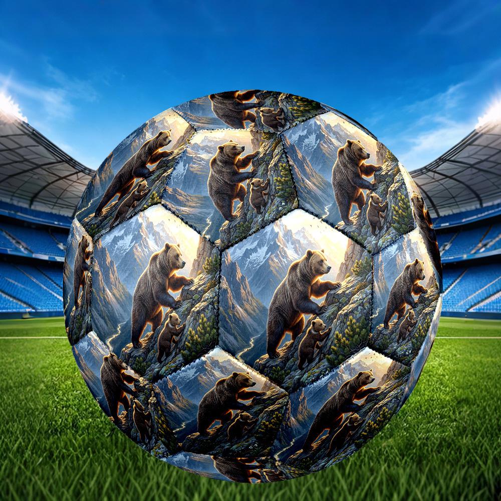 1pc Mountain Bears Journey Theme Soccer Ball Football, Size 5, Lightweight PVC, Durable Outdoor Training Soccer Ball, Gift m61445