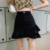Джинсовая юбка женская плиссированная черная трапециевидной формы Y2k панк японская готическая белая корейская модная сексуальная мини-юбка летняя джинсовая юбка с рюшами
