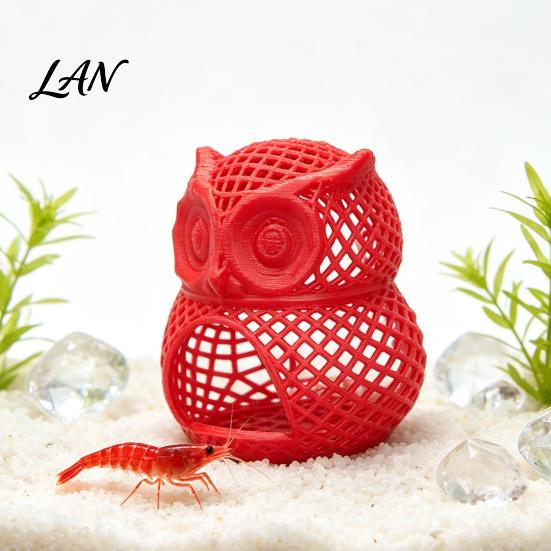 Betta Fish Habitat Accessories Owl Tank Hideout, Aquarium Shrimp Cave, Hollow Colorful Hideout Hide Cave for Decoration Landscaping Supplies