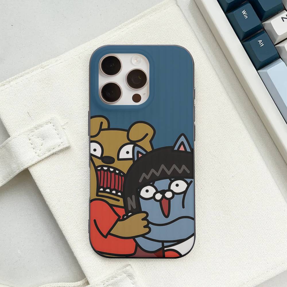 Cartoon K-KAKAO CUTE F-FRIENDS Soft Corrugated Phone Case For IPhone 11 12 13 14 15 16 17 Pro Max Plus Pro Shockproof Cover