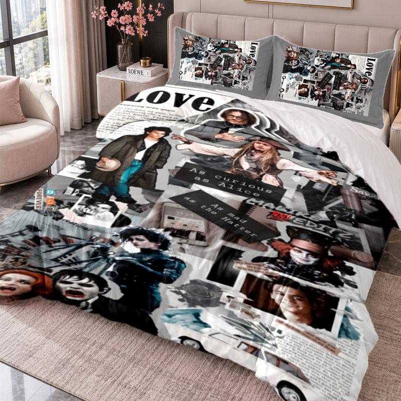 Johnny Depp 3Pcs Bedding Set Duvet Cover With Two Pillowcases For Bedroom Home Decoration