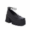 2024Spring and Autumn Fashion Simple and Generous Casuals High Heels Wedge Round Head Iron Chain Buckle Stylish Lay Shoes Pumps