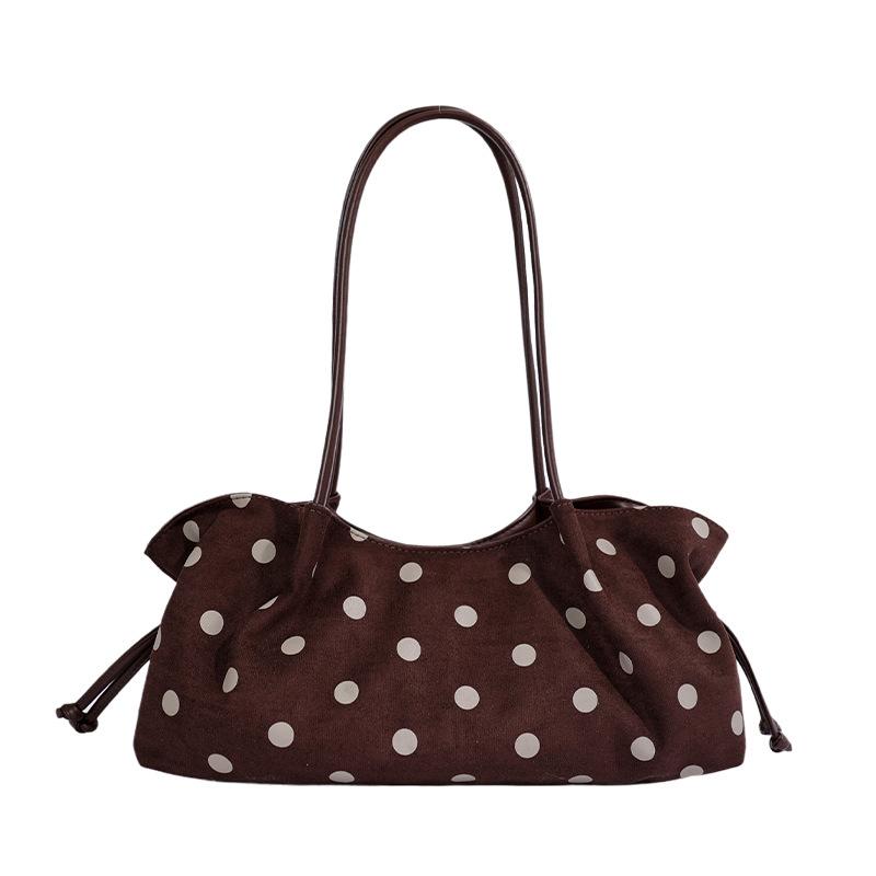 Vintage suede polka dot underarm bag women's 2026 early autumn large capacity daily commuting feeling shoulder handbag