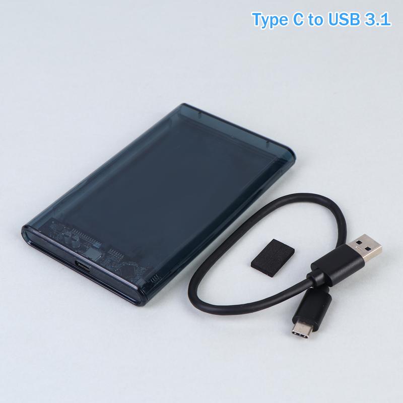 Внешний корпус для 2,5-дюймовых накопителей USB Type C, SATA на USB 5 Гбит/с, прозрачный корпус для HDD/SSD, поддержка для ПК и ноутбуков