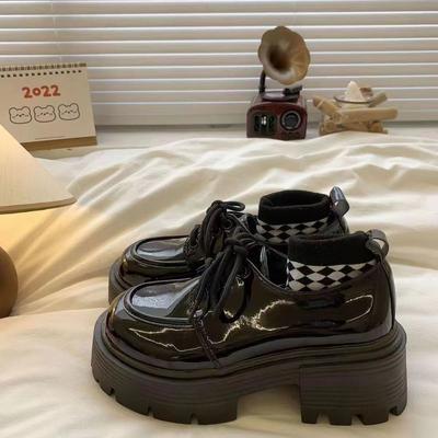 Туфли на толстом каблуке и высокой платформе, женские весенне-летние 2025, новые в британском стиле, ретро, универсальные, на шнуровке, одинарные