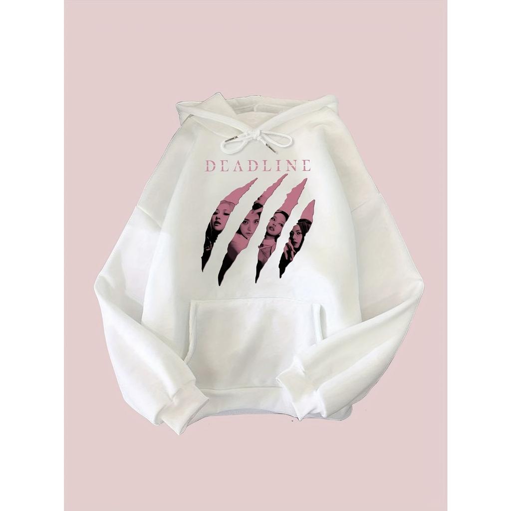 Худи с принтом «Следы когтей Blackpink» 2026, Повседневное худи на шнурке, Женская одежда Осень Зима