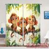 2pcs, 2D FLAT PRINTING Curtains (Without Rod) MonkeyTrio Popular Curtains Digital Printed Polyester Easy Install Curtains Art