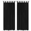 2 Pcs Black Micro Satin Tab Top Curtain 140 X 225 Cm