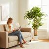 120cm Artificial Ficus Tree, Fake Potted Tree with Solid Wood Trunk and Pot for Indoor, Green