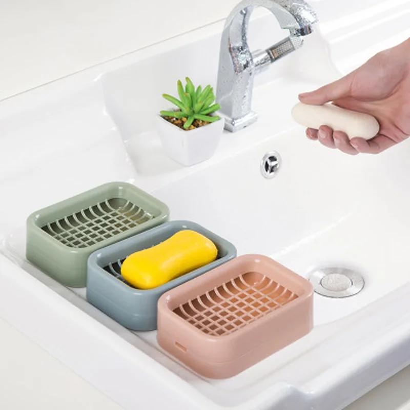 1PC Soap Holder Double-layer Bathroom Accessories Plastic Shower Soap Dish Non-slip Draining Tool Drainage Soap Box
