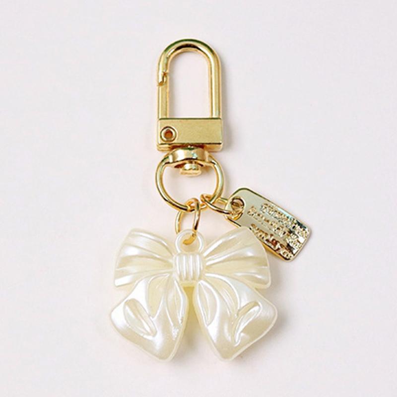 Vintage Pearl Keychain Flower Bowknot Pendant Keyring Handbag Decoration Jewelry