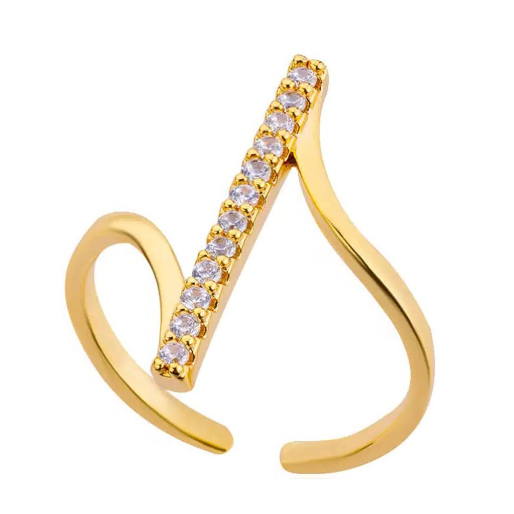 Элегантное геометрическое кольцо-волна с цирконом, сплав цинка с золотым или серебряным покрытием, обручальное кольцо, ювелирный подарок для модных женщин