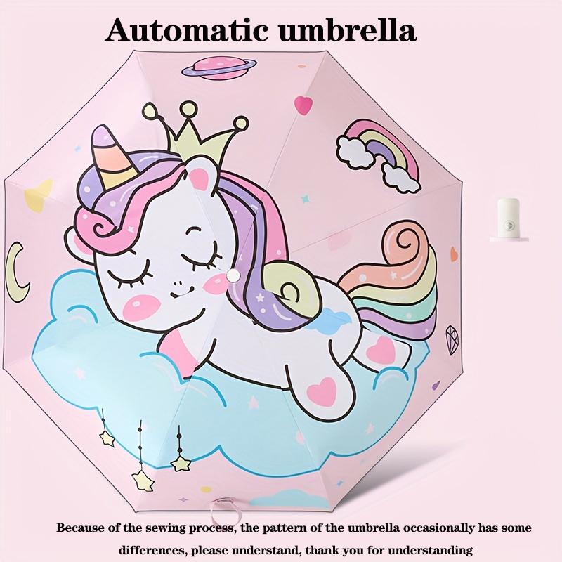 Umbrella Unicorn Princess Crown Cute Automatic Umbrella Portable Anti-rebound Design Reflective Stripe Design Gift Umbrella