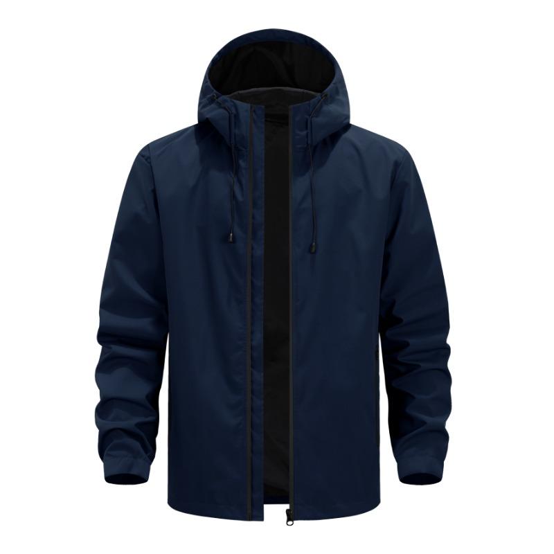 Men's Hooded Waterproof Jacket Outdoor Zip‑Up Casual Windproof Coat