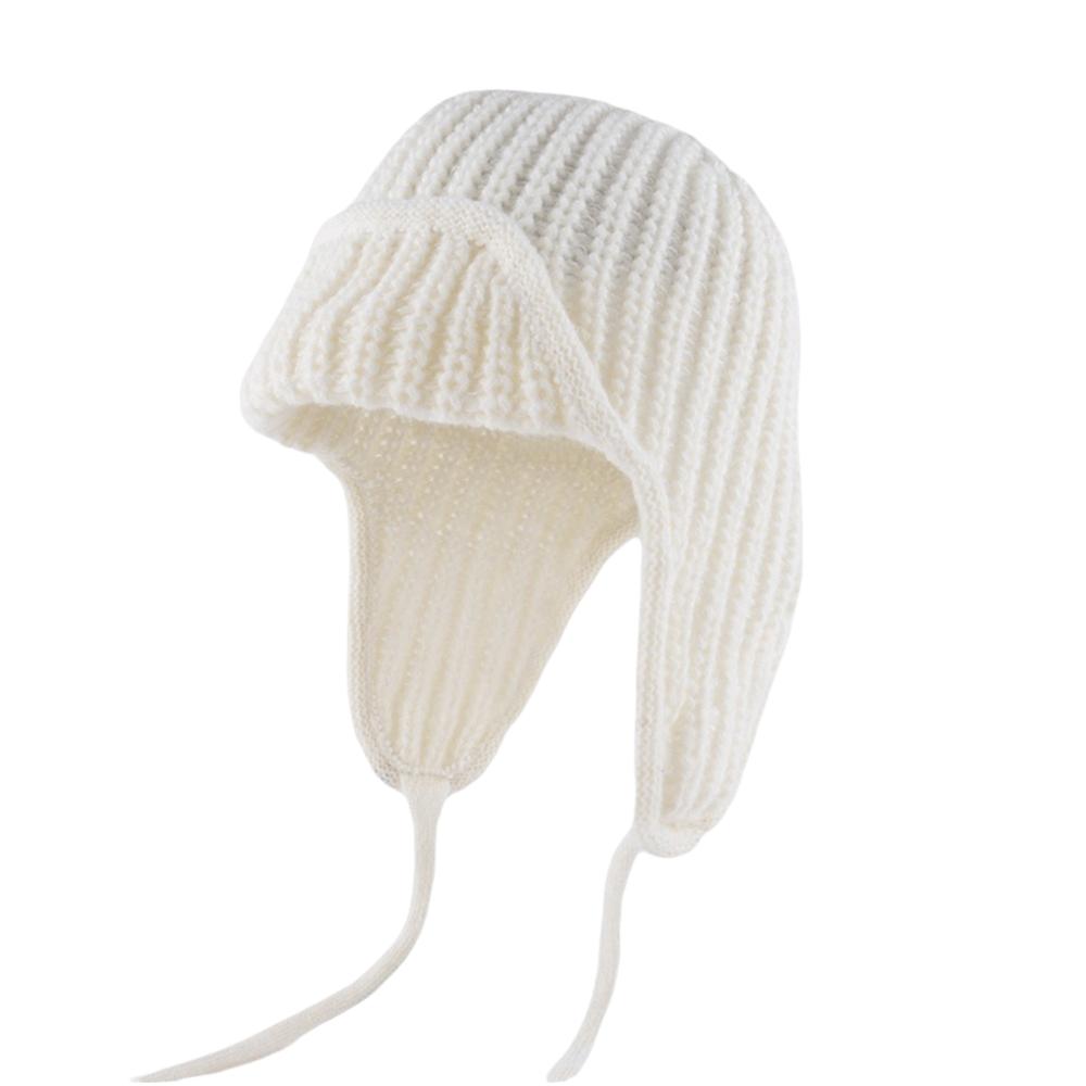 Solid Color Knitted Woolen Hat Korean Style Woolen Crochet Cap Casual Knitted Flying Cap  Outdoor