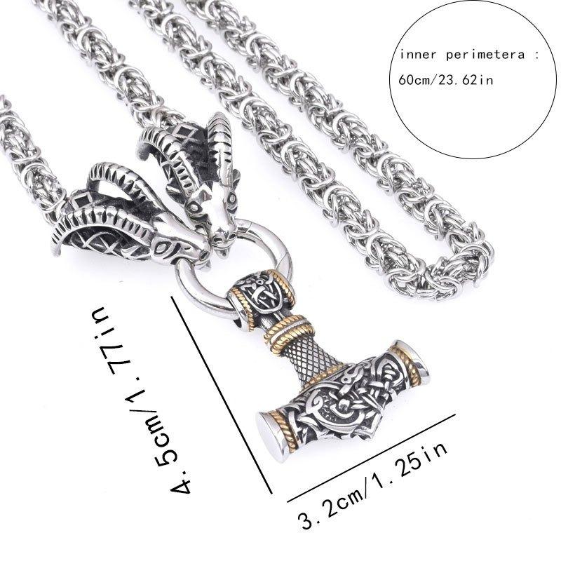 Ожерелье с головой овцы в стиле ретро, ​​ожерелье с подвеской в ​​виде молота из скандинавской мифологии, мужские аксессуары для вечеринок в стиле панк-хип-хоп, подарок на день рождения для друзей
