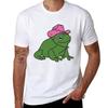 Frog With A Pink Cowboy Hat Tshirt All Match Basic Short Sleeve Top