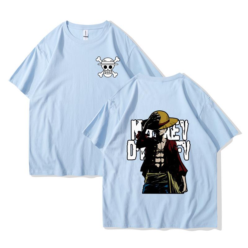 Luffy One Piece Men T-shirt Summer Short Sleeve Women Clothing Tops Cartoon Japan Style Anime Male Tee Shirts