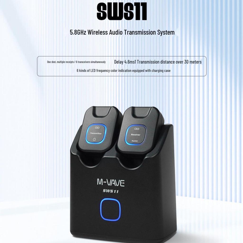 M-VAVE WP-11 5,8 ГГц Беспроводной трансивер для гитары с зарядным кейсом