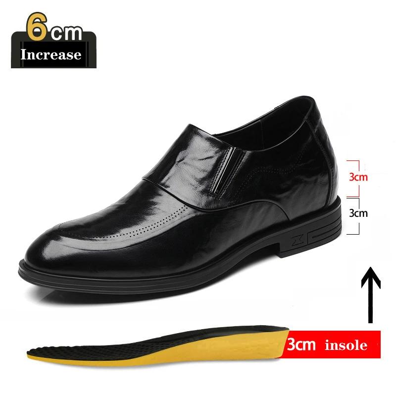 Fashion Genuine Leather Men Sneakers Elevator Shoes 3/6/8CM Height Increasing Loafers Man Party Casual Busincess Moccasins Taller Male
