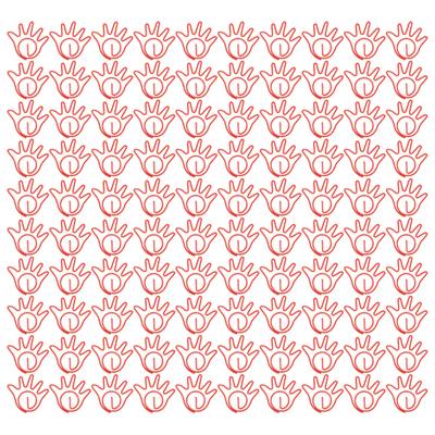 100 шт. Металлическая скрепка для бумаги в форме руки, Не ржавеющая, Декорация для офиса, школы, Красная