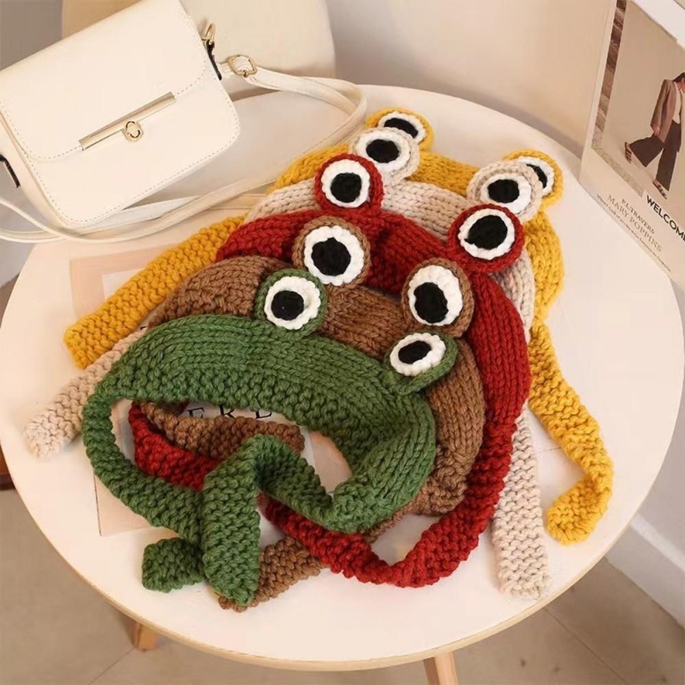 Knitted Women Beanie Hat Cute Warm Hat Cap Ladies Fashion Knitted Frog Hat Costume Accessory