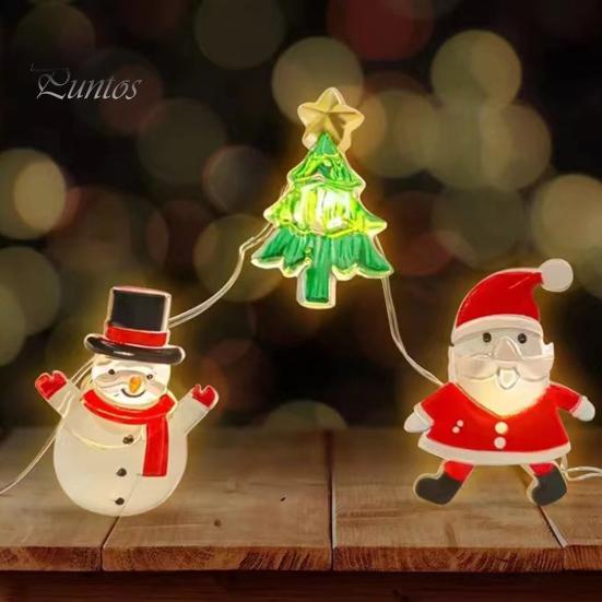 Светодиодный гирляндный светильник на батарейках, простой в установке, всегда включенный, снеговик, Санта-Клаус, гирляндная лампа, украшение для рождественской вечеринки
