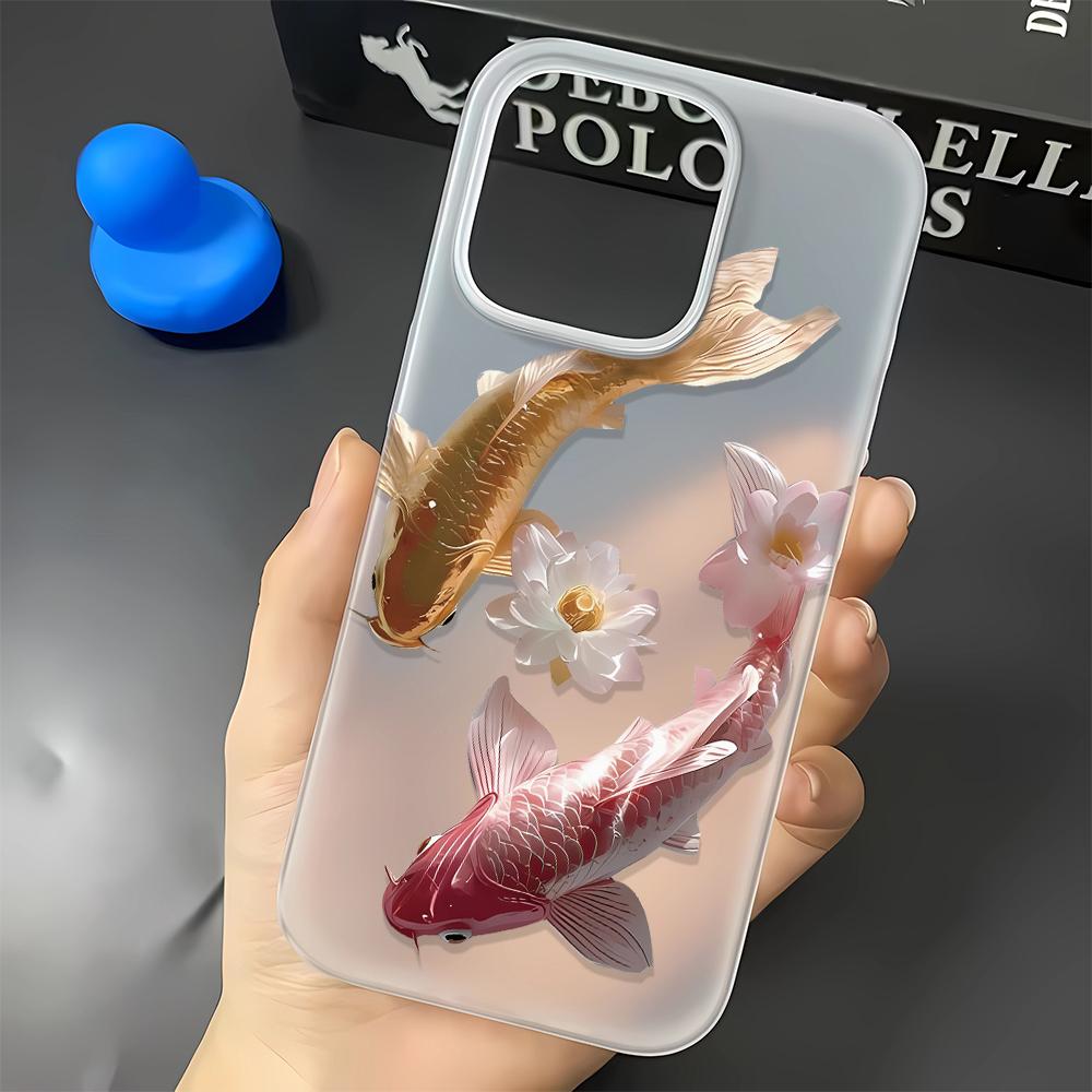 Чехол на весь экран с золотыми рыбками и акулами для IPhone 16 15 14 Pro 15 Plus 13 12 11 17 Pro Max Air 14 Plus Мягкий силиконовый чехол-оболочка