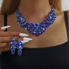 Exquisite Rhinestone Jewelry Set Crystal Crystal Necklace Set Necklace Earrings Set  Banquet