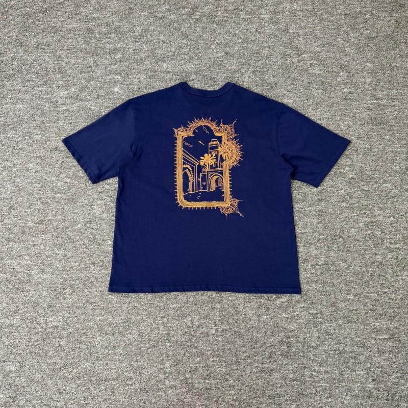 Mens Loose Fit Cotton T-Shirt With Embroidered Letter Design Casual Streetwear Fall