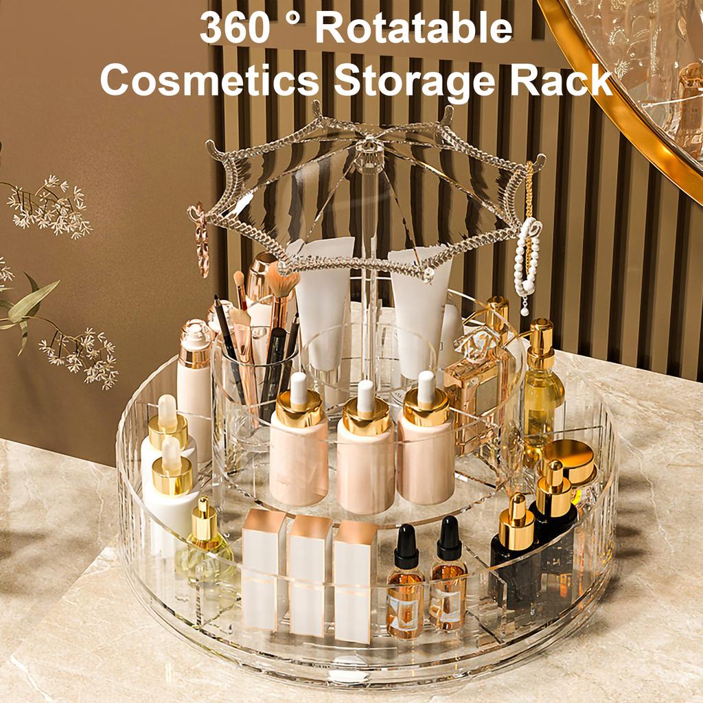 Легкий роскошный вращающийся настольный ящик для хранения косметики, туалетный столик, поднос для ухода за кожей, акриловый прозрачный настольный стеллаж для хранения